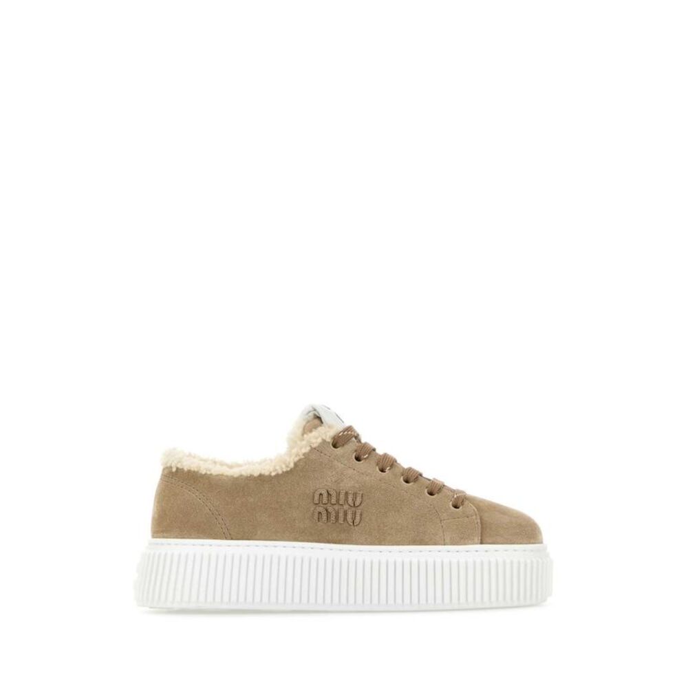 Miu Miu Women Beige Suede Sneakers